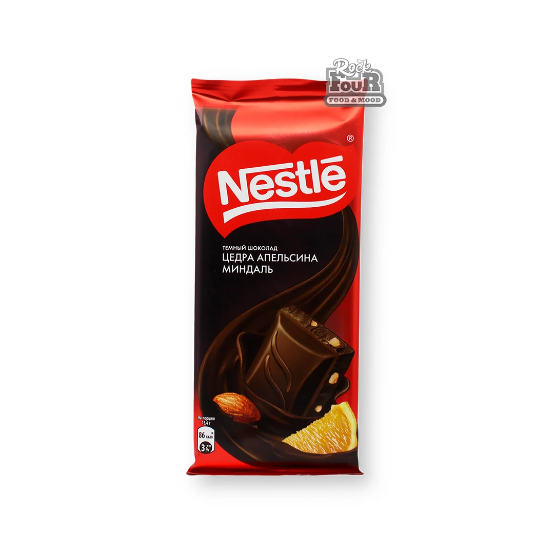 Chocolate bar "Nestle" with orange zest and almonds 82g